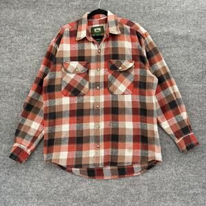 Stillwater Supply Co Mens Heavyweight Plaid Flannel Button Up Shirt Size Large